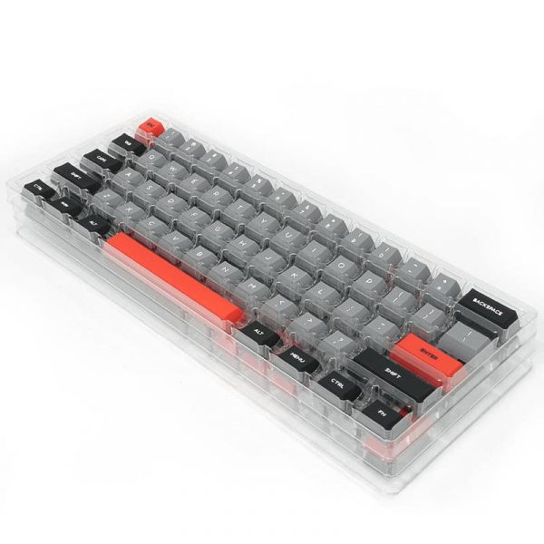 grey and black and red keycaps